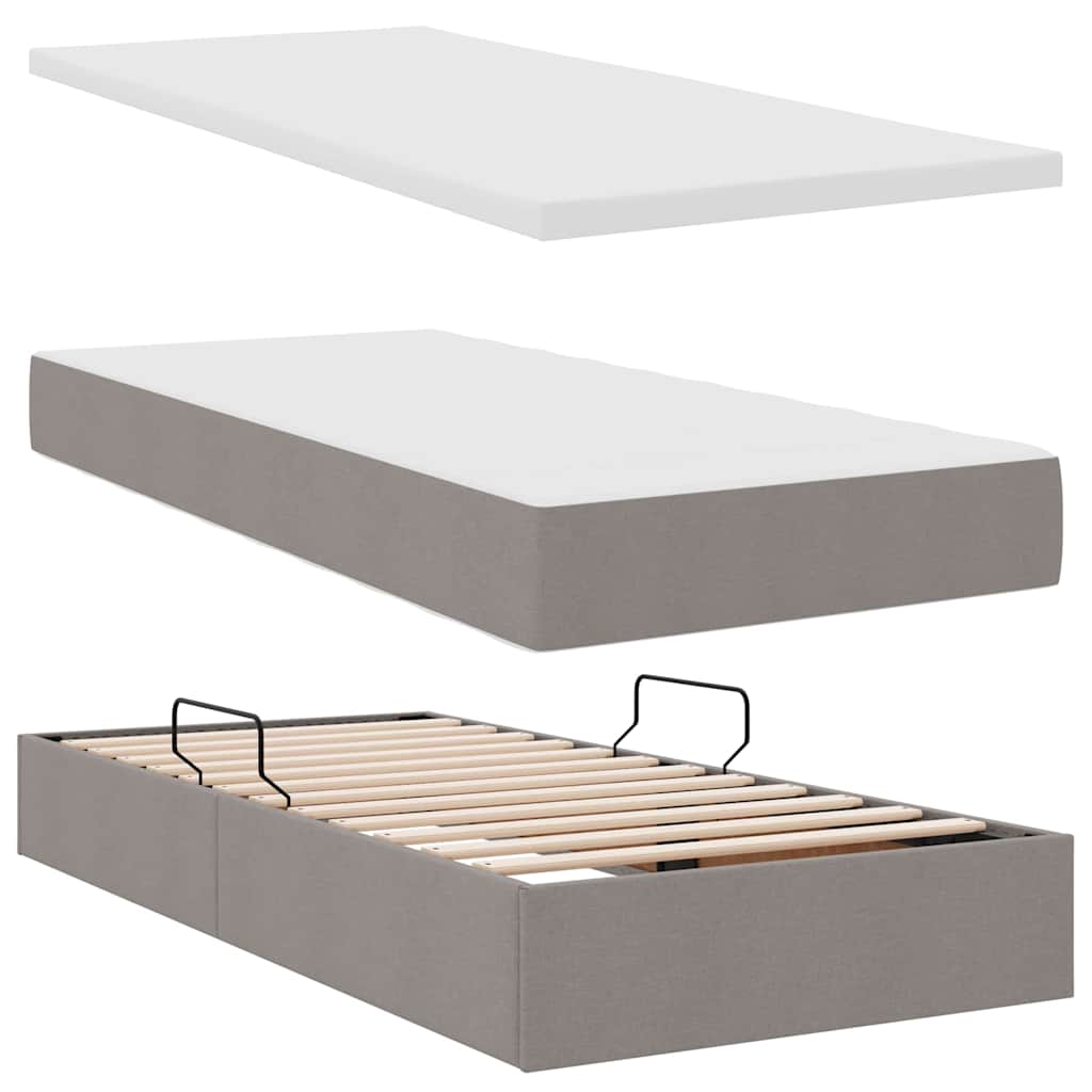 Krevet s od storage s uzglavljem Sivosmeđa 180 x 200 cm Tkanina