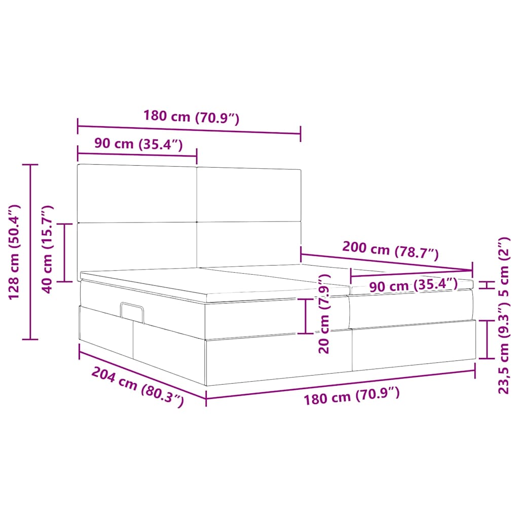 Krevet s od storage s uzglavljem Sivosmeđa 180 x 200 cm Tkanina