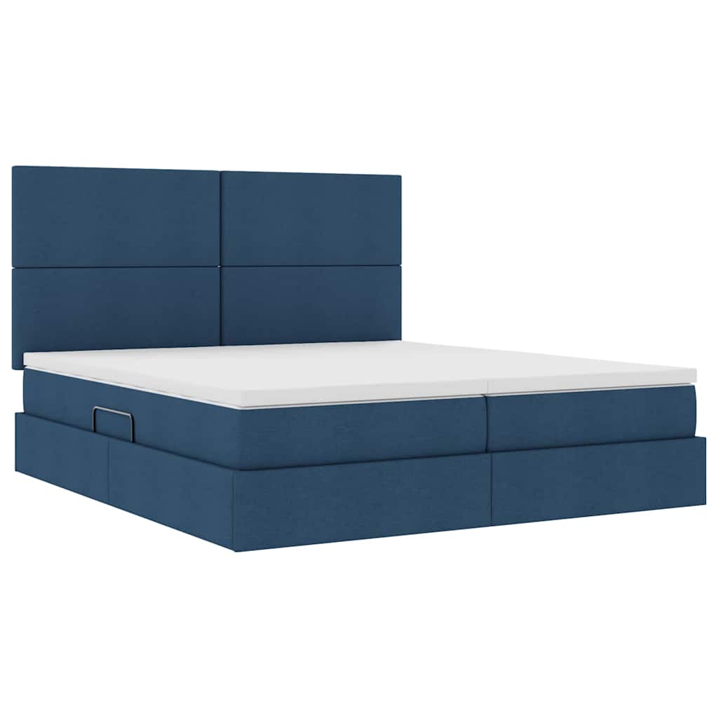 Krevet s od storage s uzglavljem Plava 180 x 200 cm Tkanina