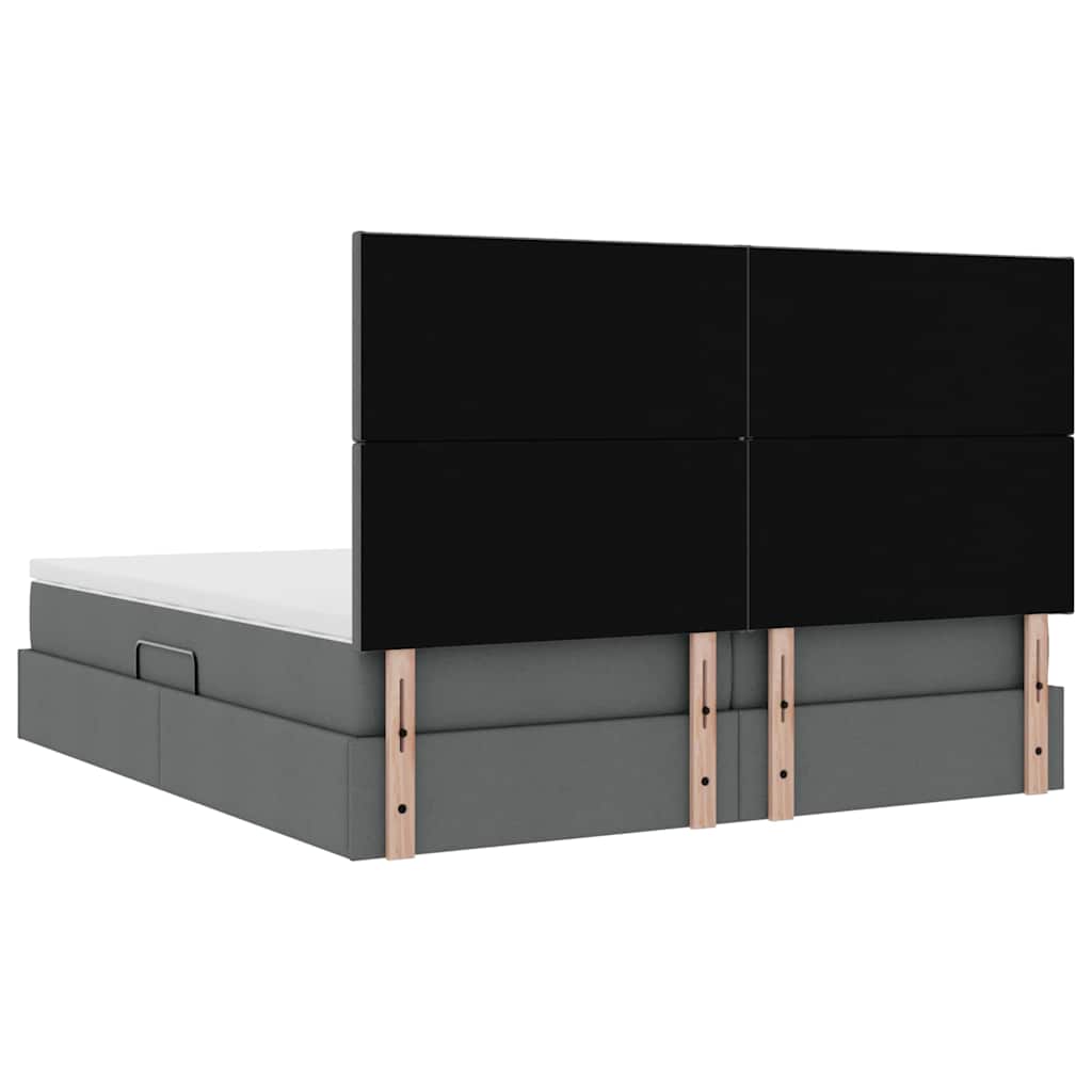 Krevet s od storage s uzglavljem Tamnosiva 200 x 200 cm Tkanina