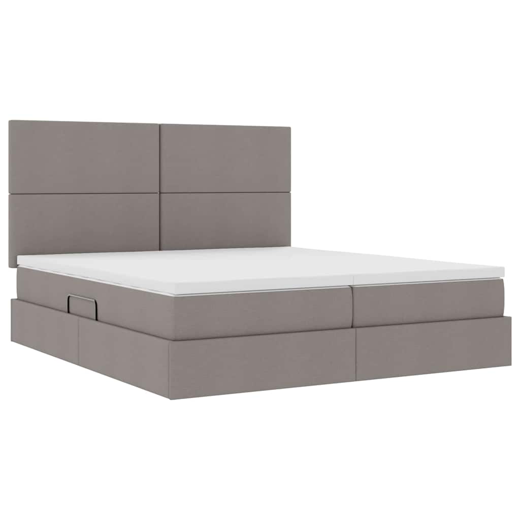 Krevet s od storage s uzglavljem Sivosmeđa 200 x 200 cm Tkanina