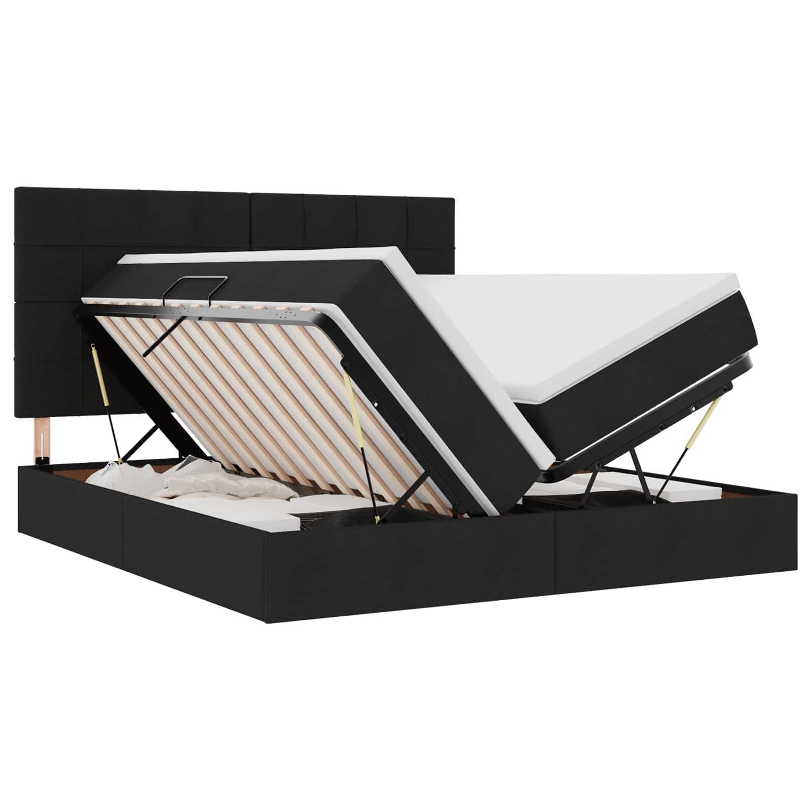 Krevet s od storage s uzglavljem Crna 180 x 200 cm Tkanina