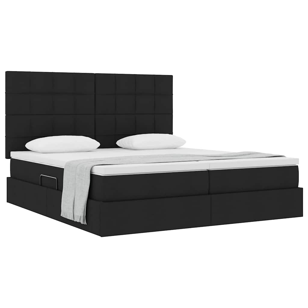 Krevet s od storage s uzglavljem Crna 180 x 200 cm Tkanina