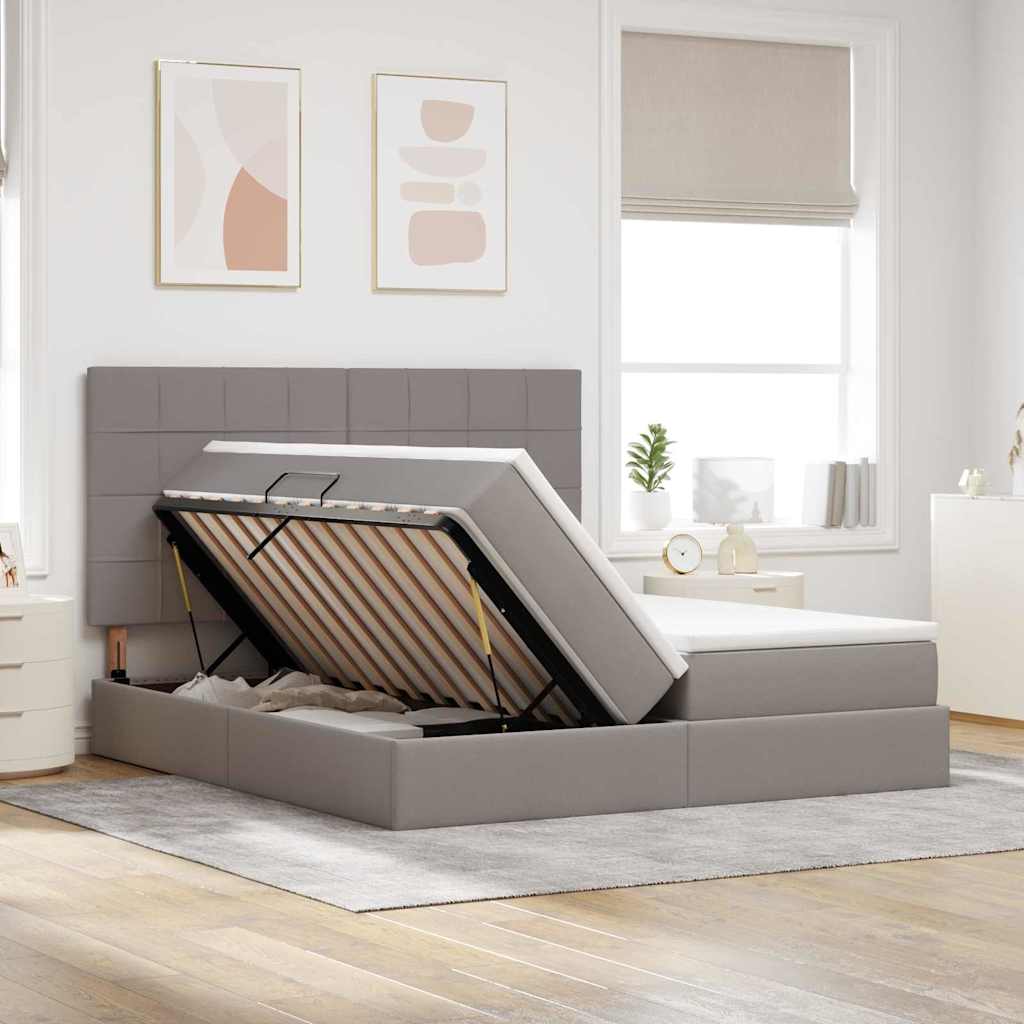 Krevet s od storage s uzglavljem Sivosmeđa 180 x 200 cm Tkanina