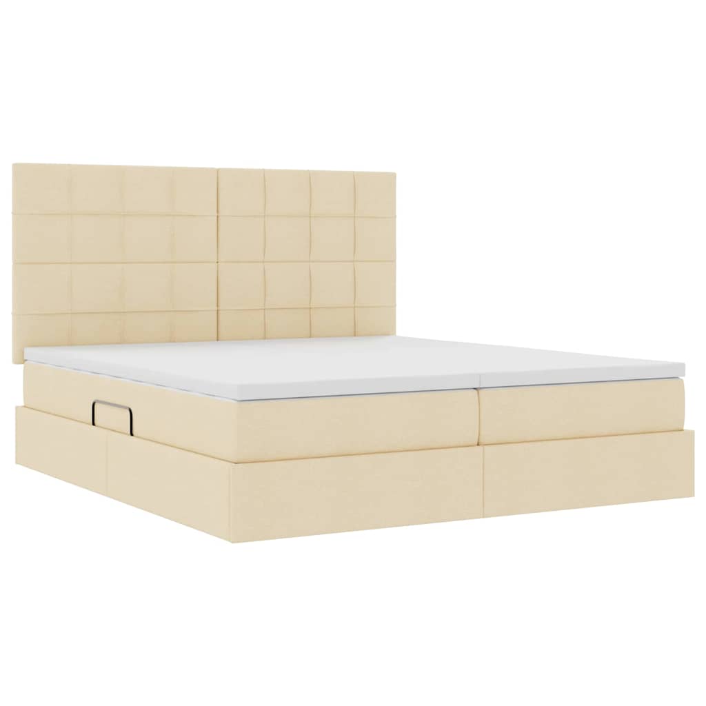Krevet s od storage s uzglavljem Krema 180 x 200 cm Tkanina