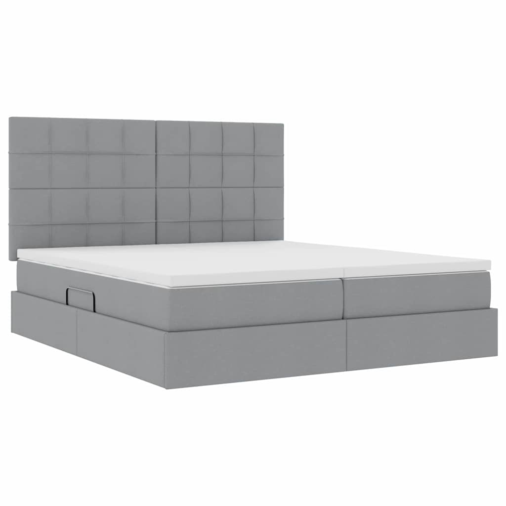 Krevet s od storage s pohranom Svjetlosiva 200 x 200 cm Tkanina