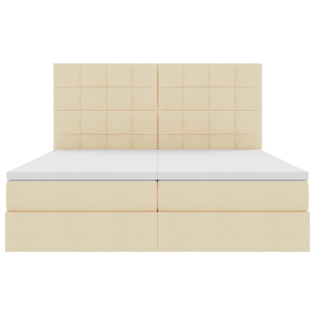 Krevet s od storage s uzglavljem Krema 200 x 200 cm Tkanina