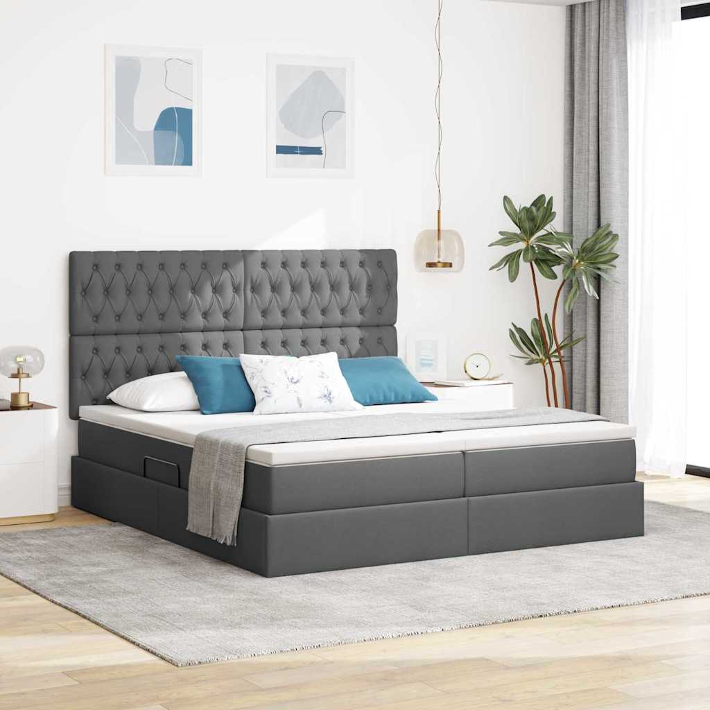 Krevet s od storage Tamno siva 180 x 200 cm Lažna koža