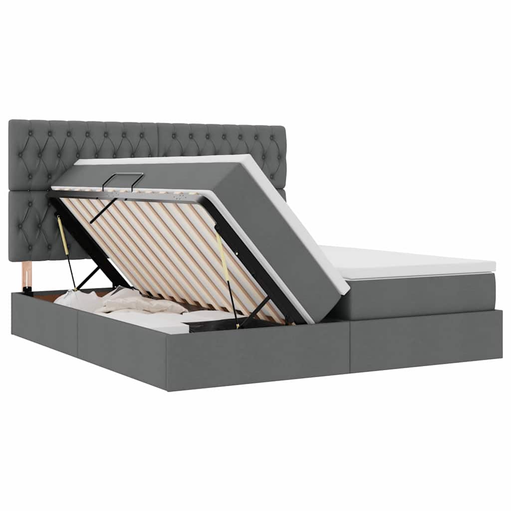 Krevet s od storage Tamno siva 180 x 200 cm Lažna koža