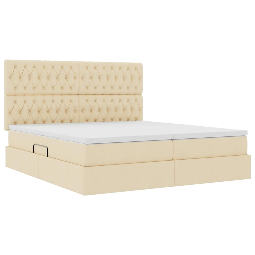 Krevet s od storage s uzglavljem Krema 180 x 200 cm Tkanina