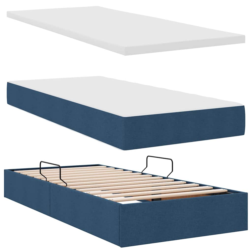 Krevet s od storage s uzglavljem Plava 180 x 200 cm Tkanina