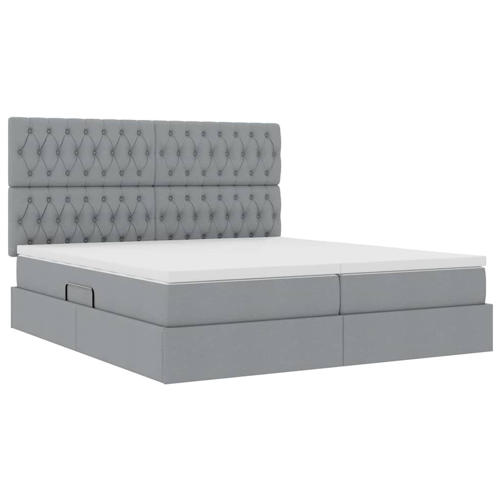 Krevet s od storage s pohranom Svjetlosiva 200 x 200 cm Tkanina