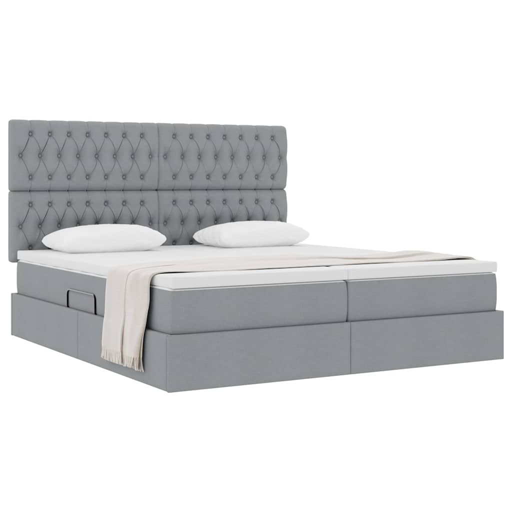 Krevet s od storage s pohranom Svjetlosiva 200 x 200 cm Tkanina