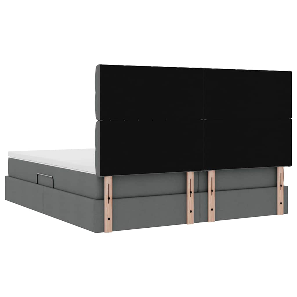 Krevet s od storage s uzglavljem Tamnosiva 200 x 200 cm Tkanina