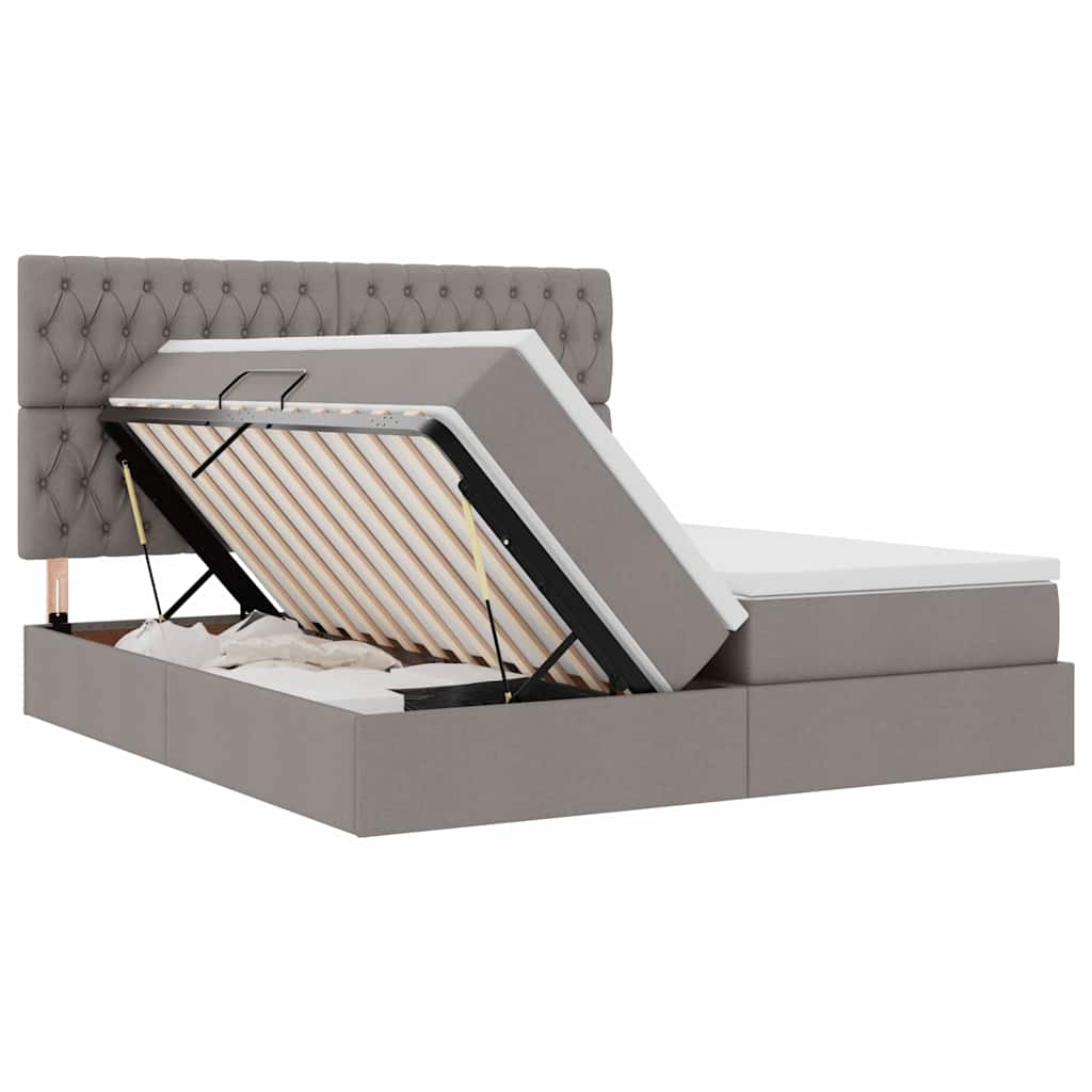 Krevet s od storage s uzglavljem Sivosmeđa 200 x 200 cm Tkanina