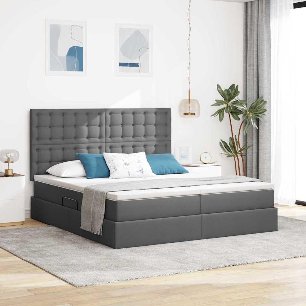 Krevet s od storage Tamno siva 180 x 200 cm Lažna koža
