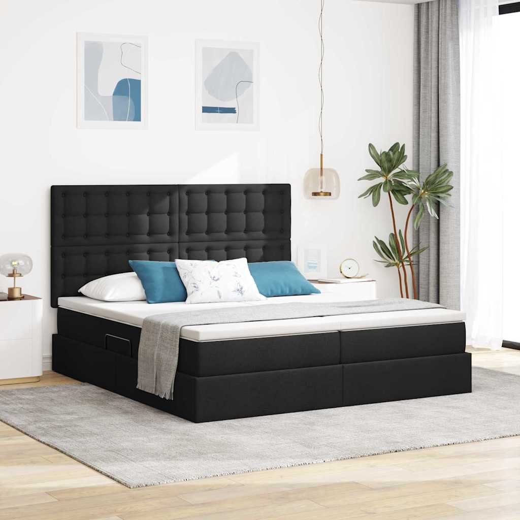 Krevet s od storage s uzglavljem Crna 180 x 200 cm Tkanina
