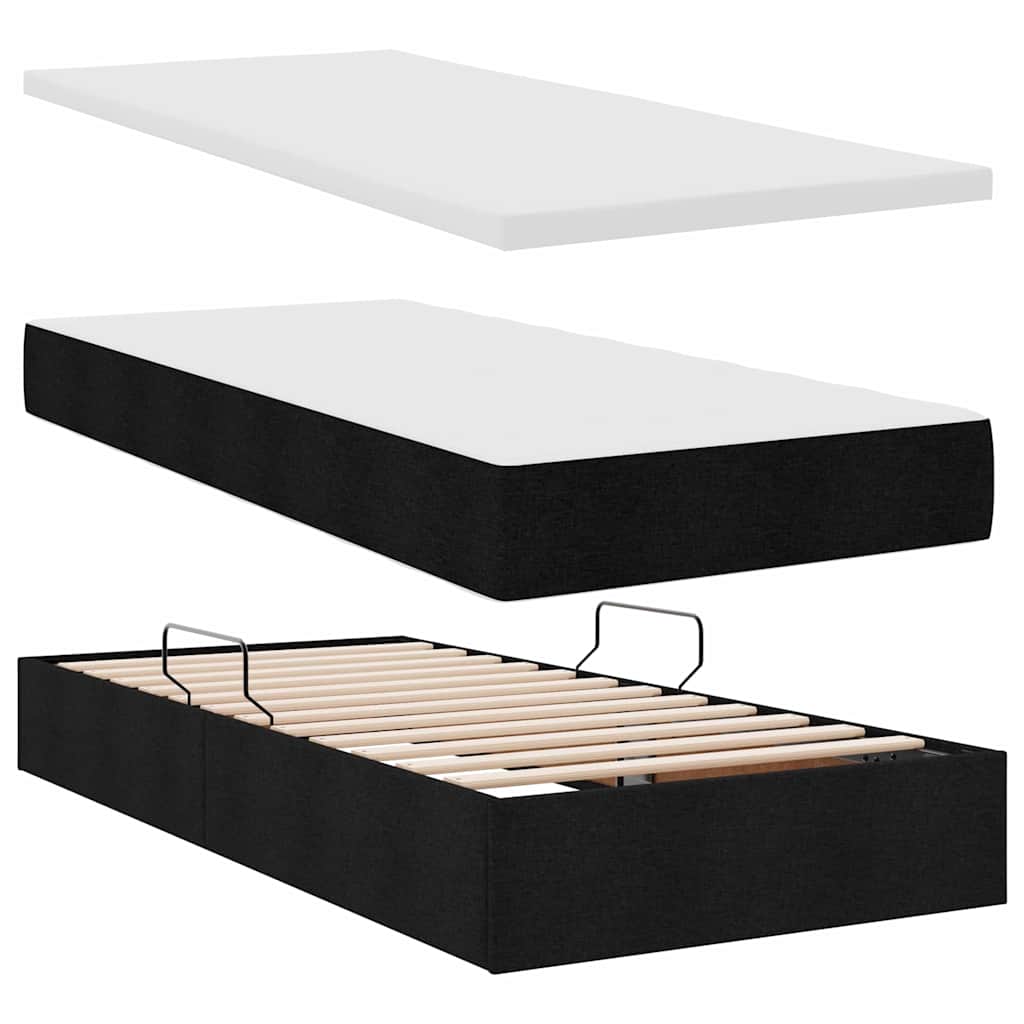 Krevet s od storage s uzglavljem Crna 180 x 200 cm Tkanina