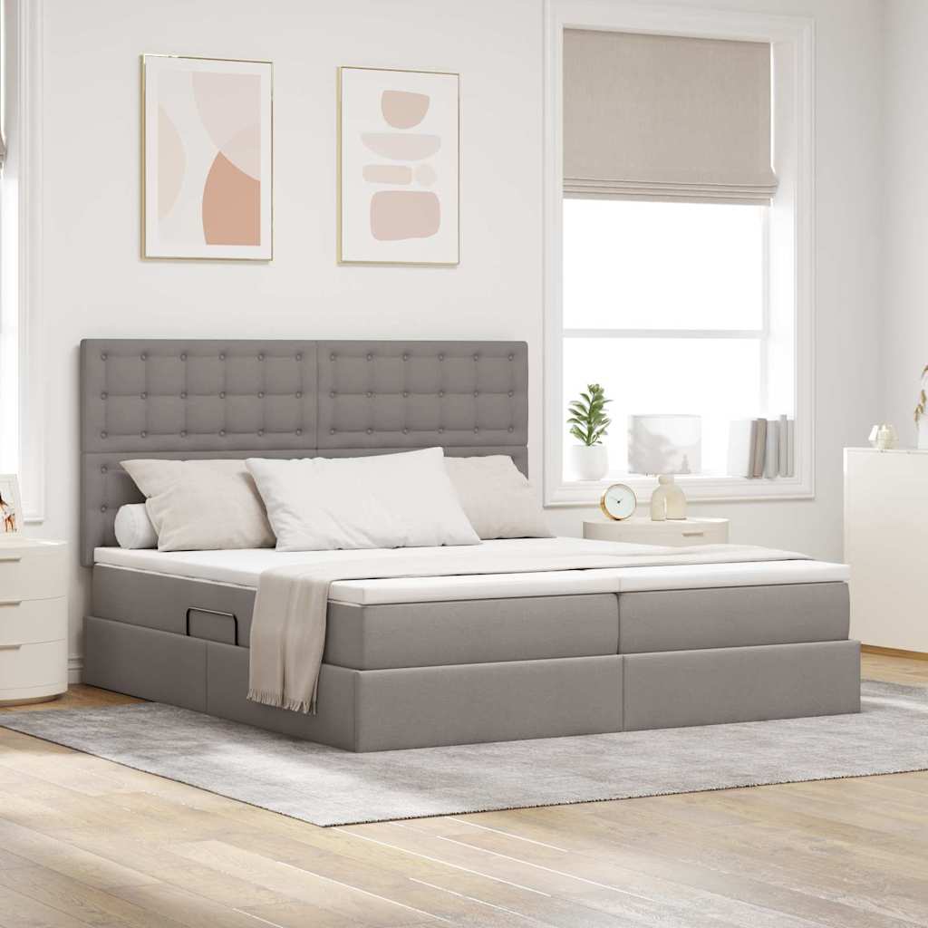 Krevet s od storage s uzglavljem Sivosmeđa 180 x 200 cm Tkanina
