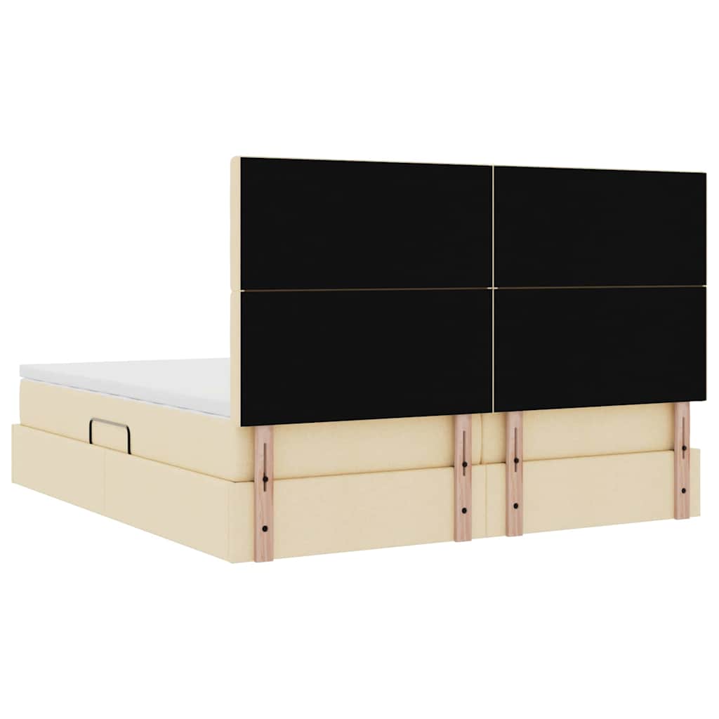 Krevet s od storage s uzglavljem Krema 180 x 200 cm Tkanina
