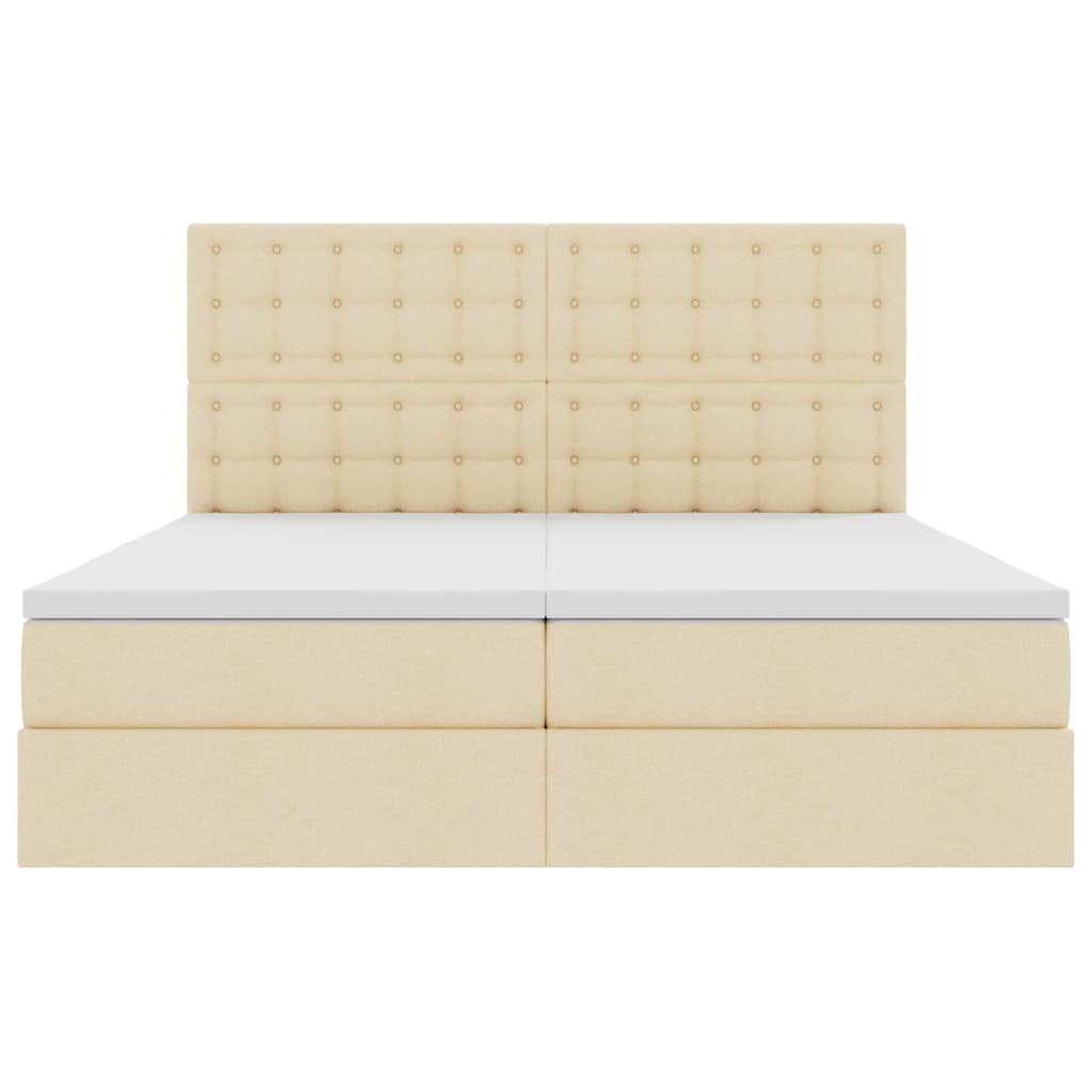Krevet s od storage s uzglavljem Krema 180 x 200 cm Tkanina