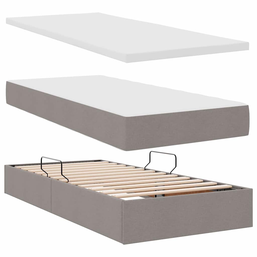 Krevet s od storage s uzglavljem Sivosmeđa 200 x 200 cm Tkanina