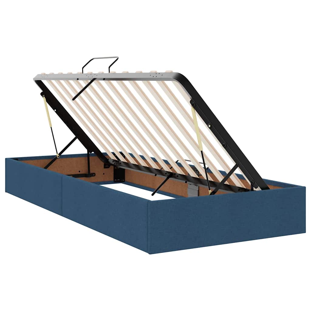 Krevet s od storage s uzglavljem Plava 200 x 200 cm Tkanina