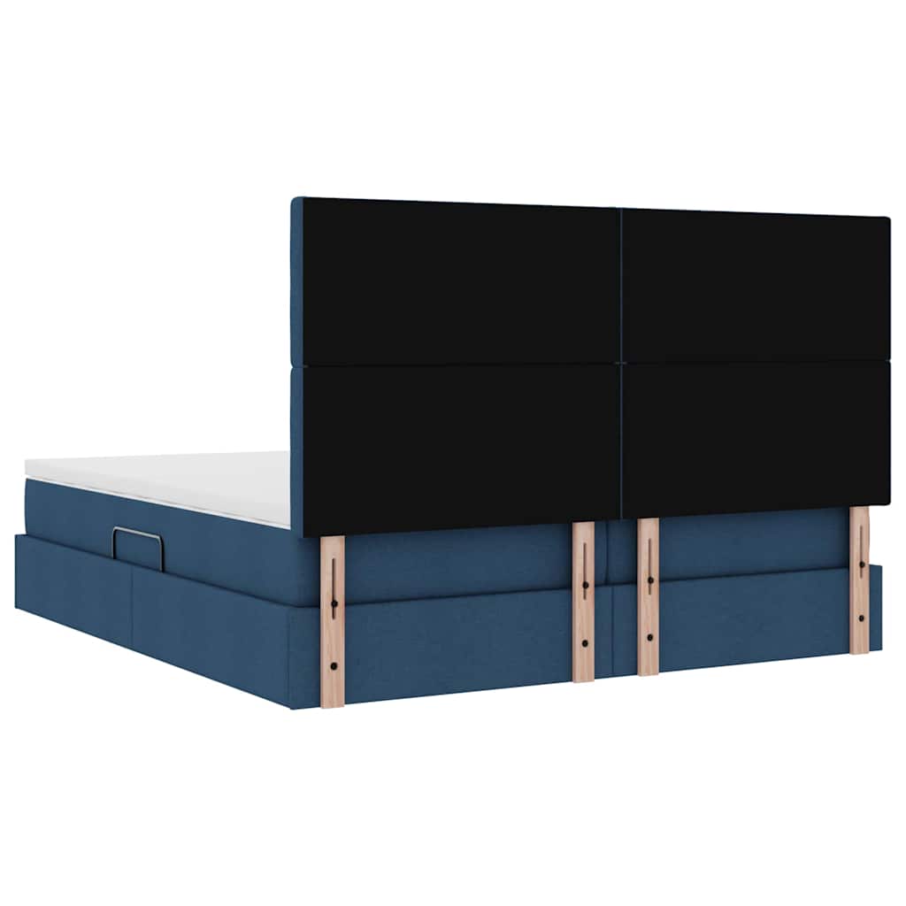Krevet s od storage s uzglavljem Plava 200 x 200 cm Tkanina