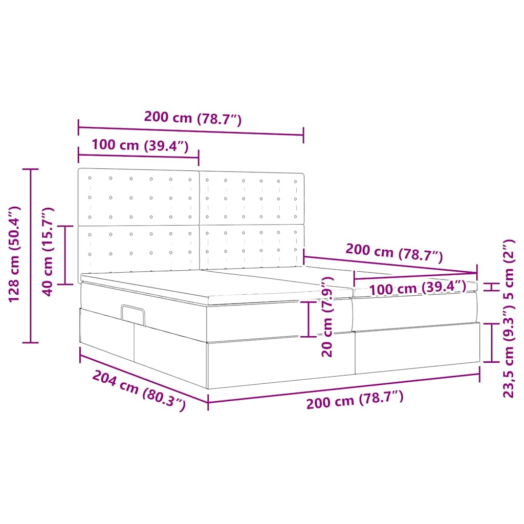 Krevet s od storage s uzglavljem Plava 200 x 200 cm Tkanina
