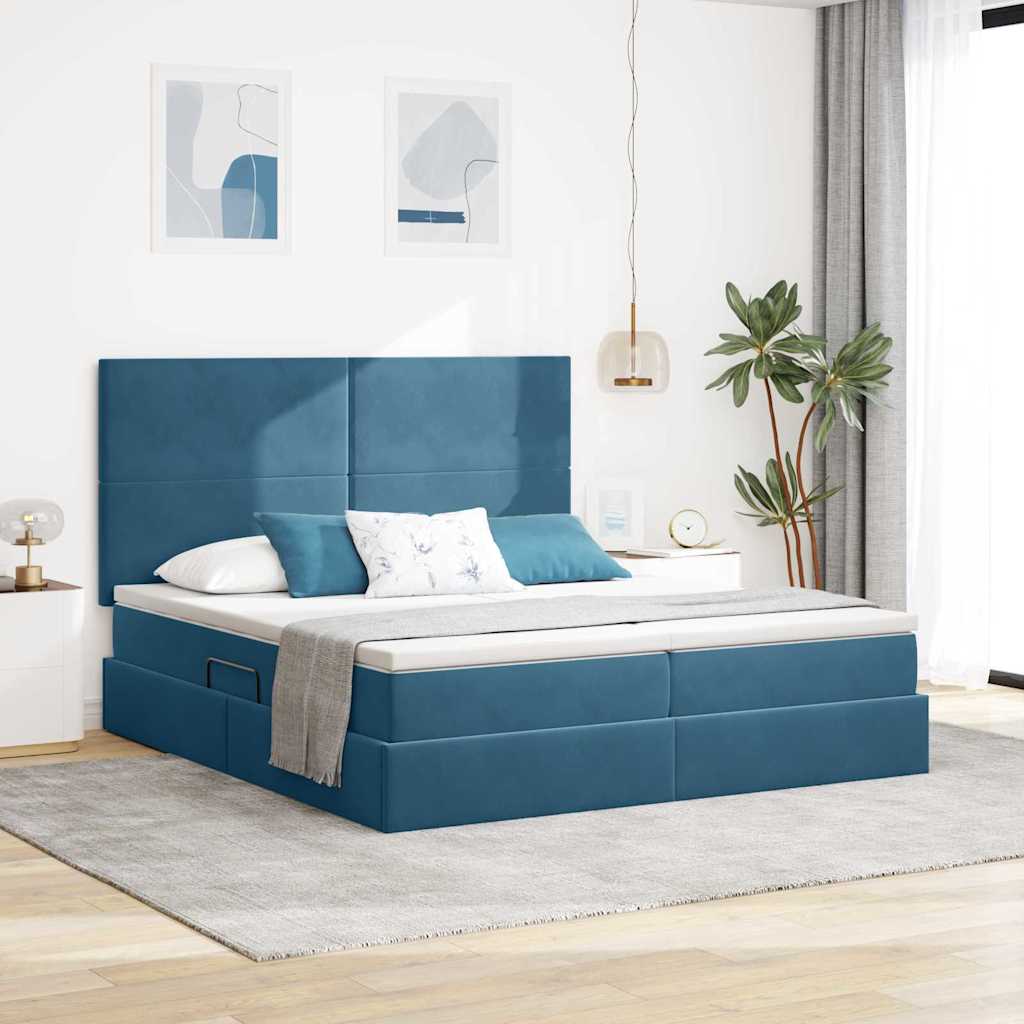 Krevet s od storage s madracem Tamno plava 180 x 200 cm Baršun