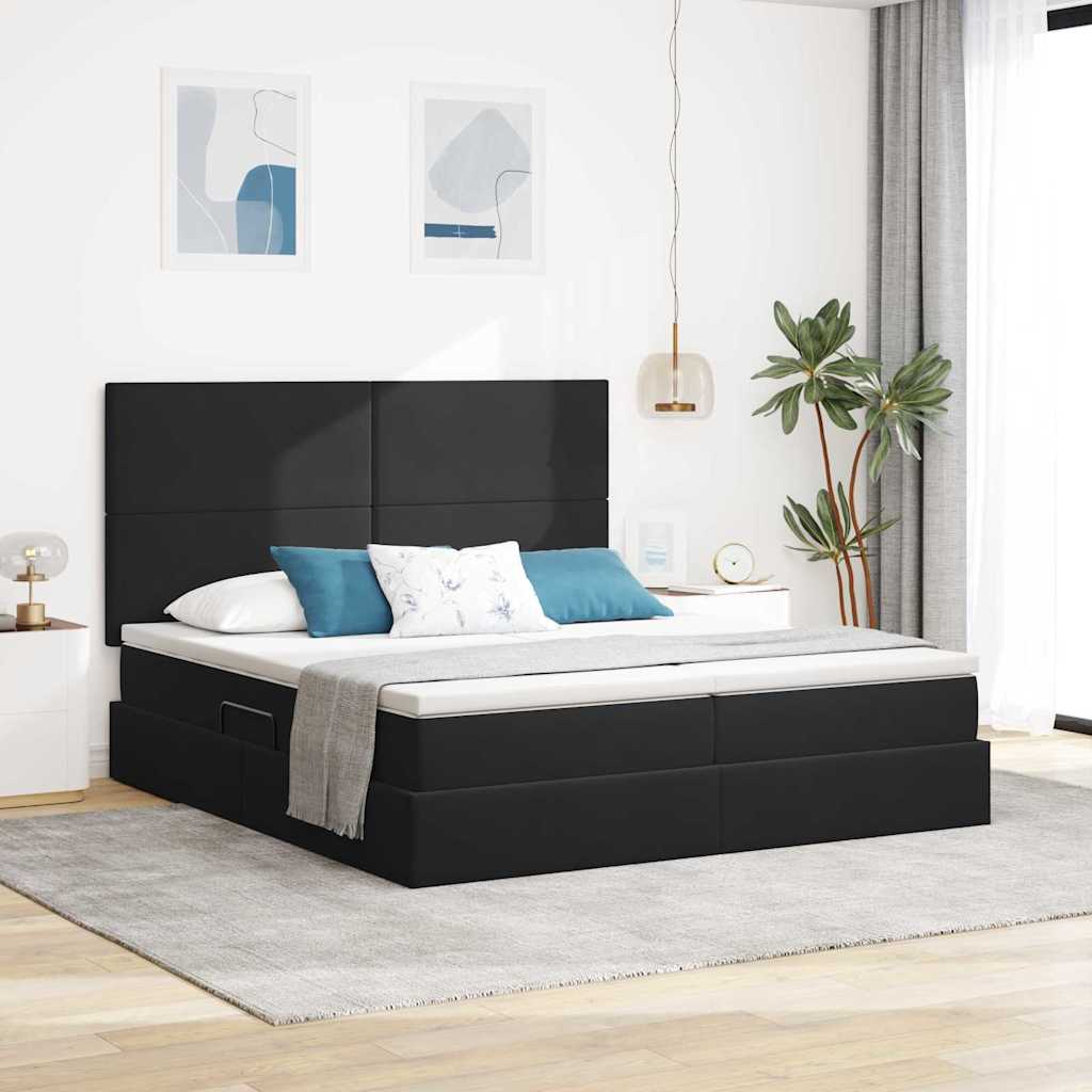 Krevet s od storage s madracem Crna 200 x 200 cm Baršun