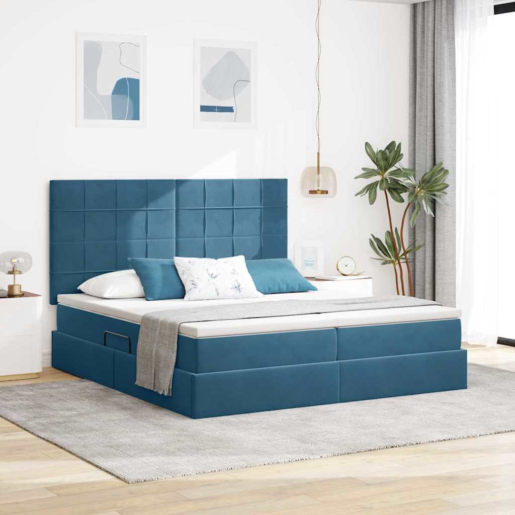 Krevet s od storage s madracem Tamno plava 180 x 200 cm Baršun