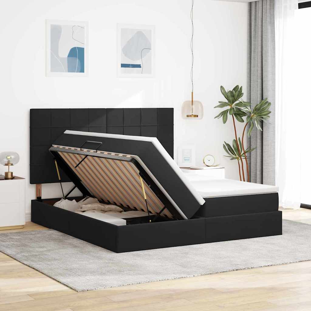 Krevet s od storage s madracem Crna 200 x 200 cm Baršun