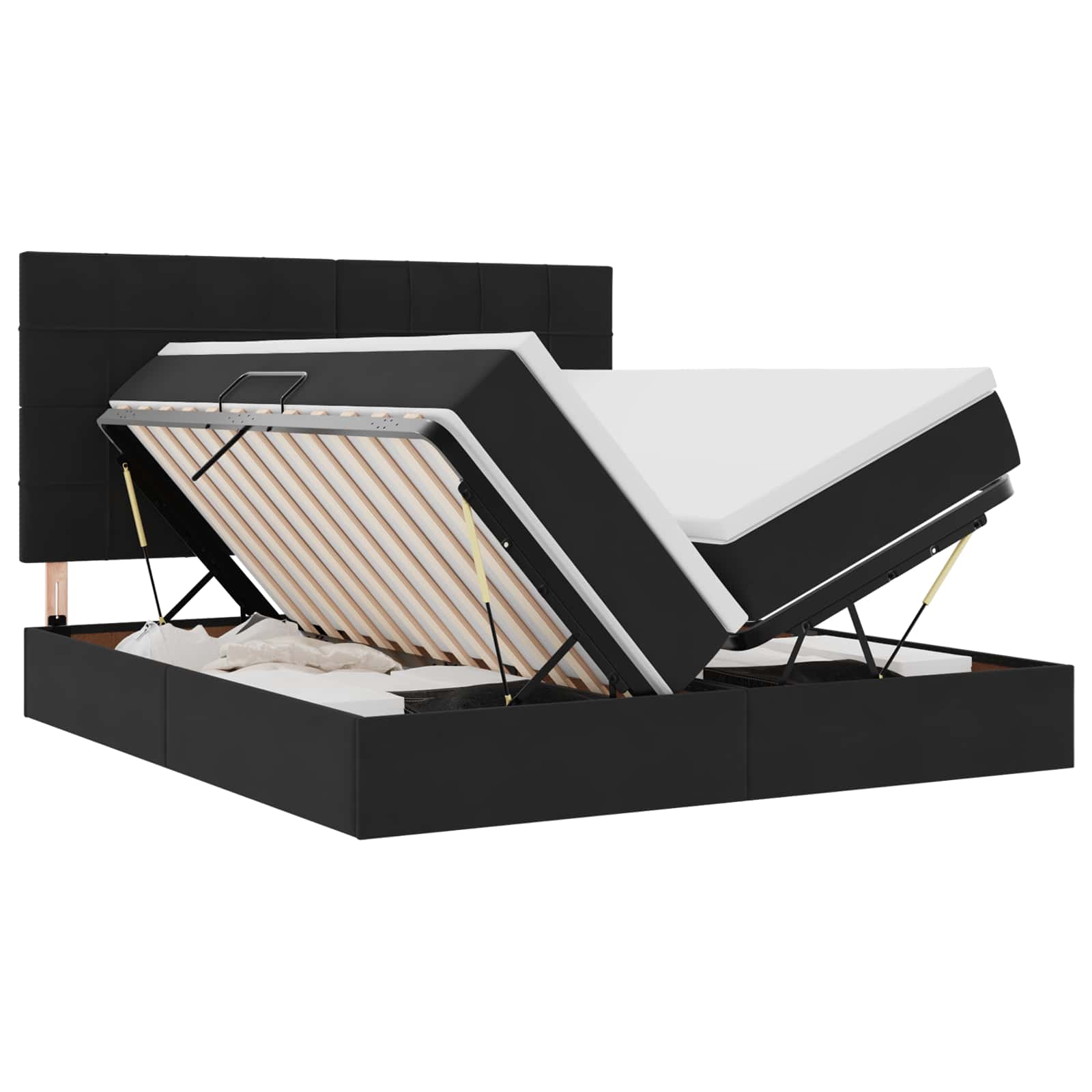 Krevet s od storage s madracem Crna 200 x 200 cm Baršun