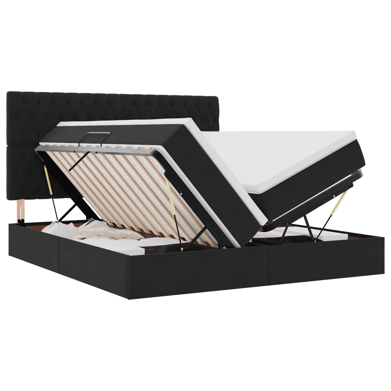 Krevet s od storage s madracem Crna 200 x 200 cm Baršun