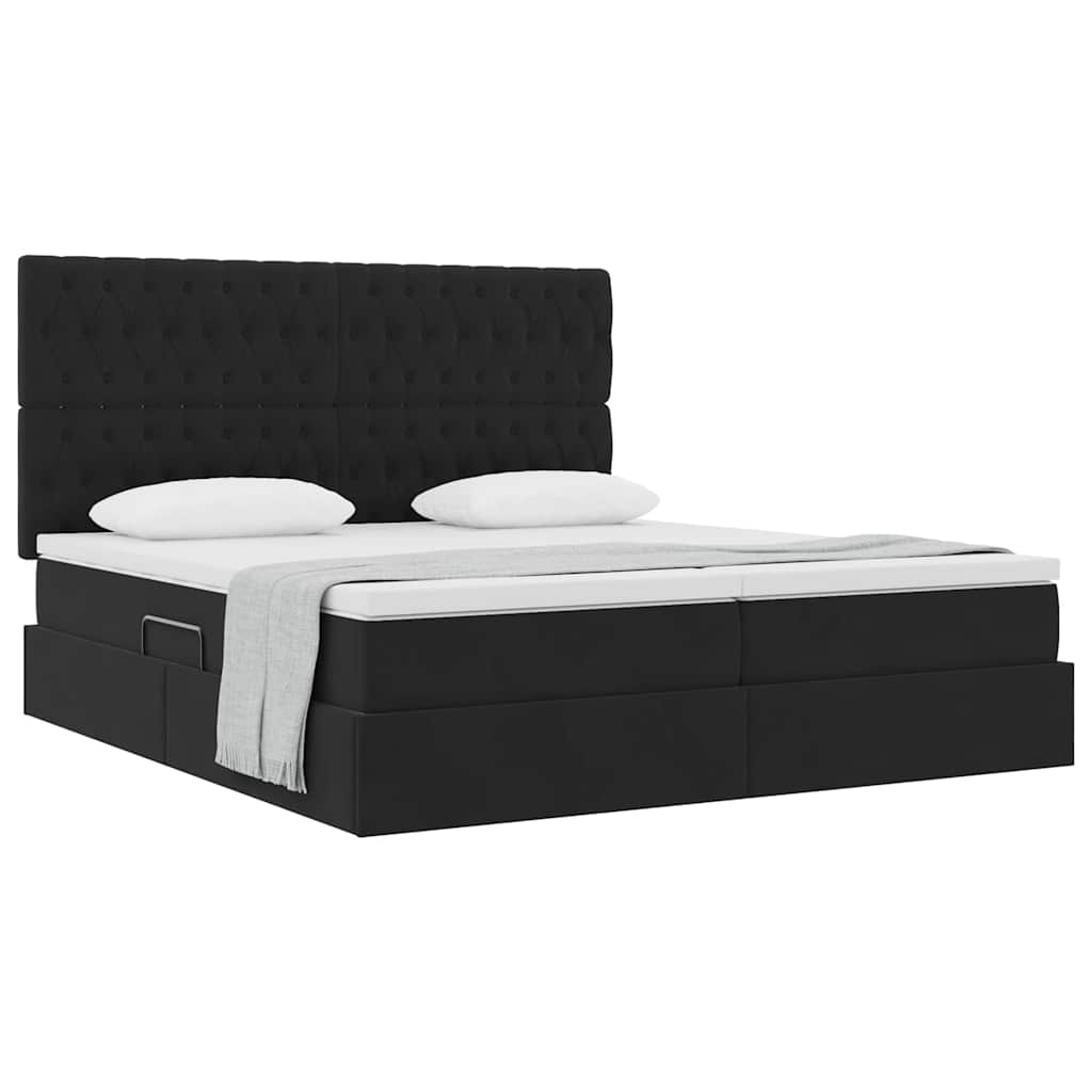 Krevet s od storage s madracem Crna 200 x 200 cm Baršun