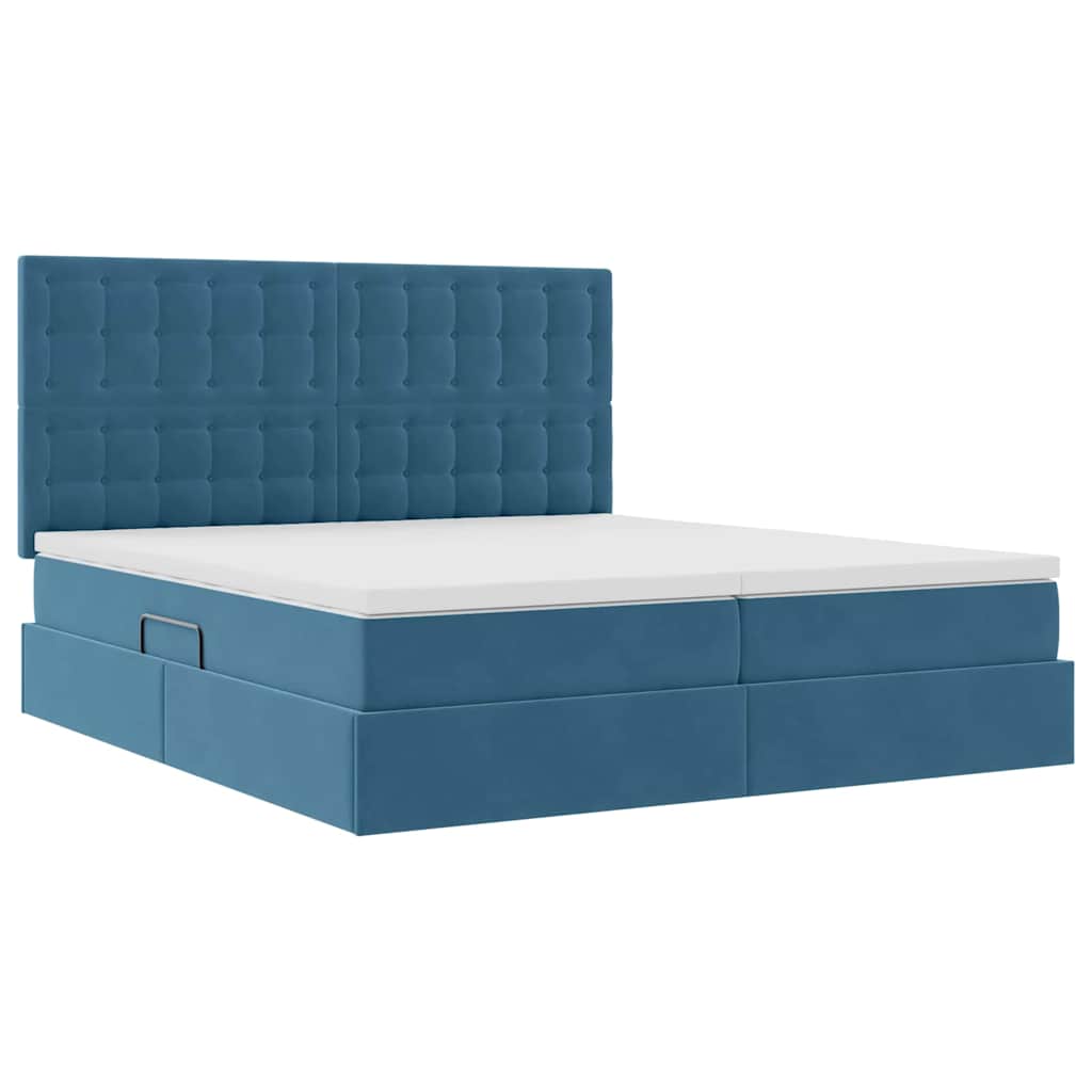 Krevet s od storage s madracem Tamno plava 180 x 200 cm Baršun