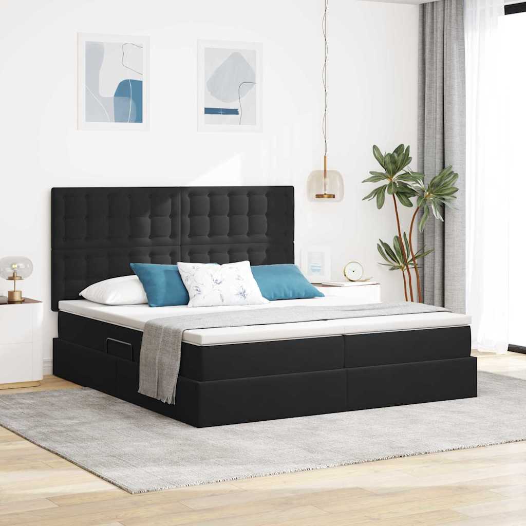 Krevet s od storage s madracem Crna 200 x 200 cm Baršun