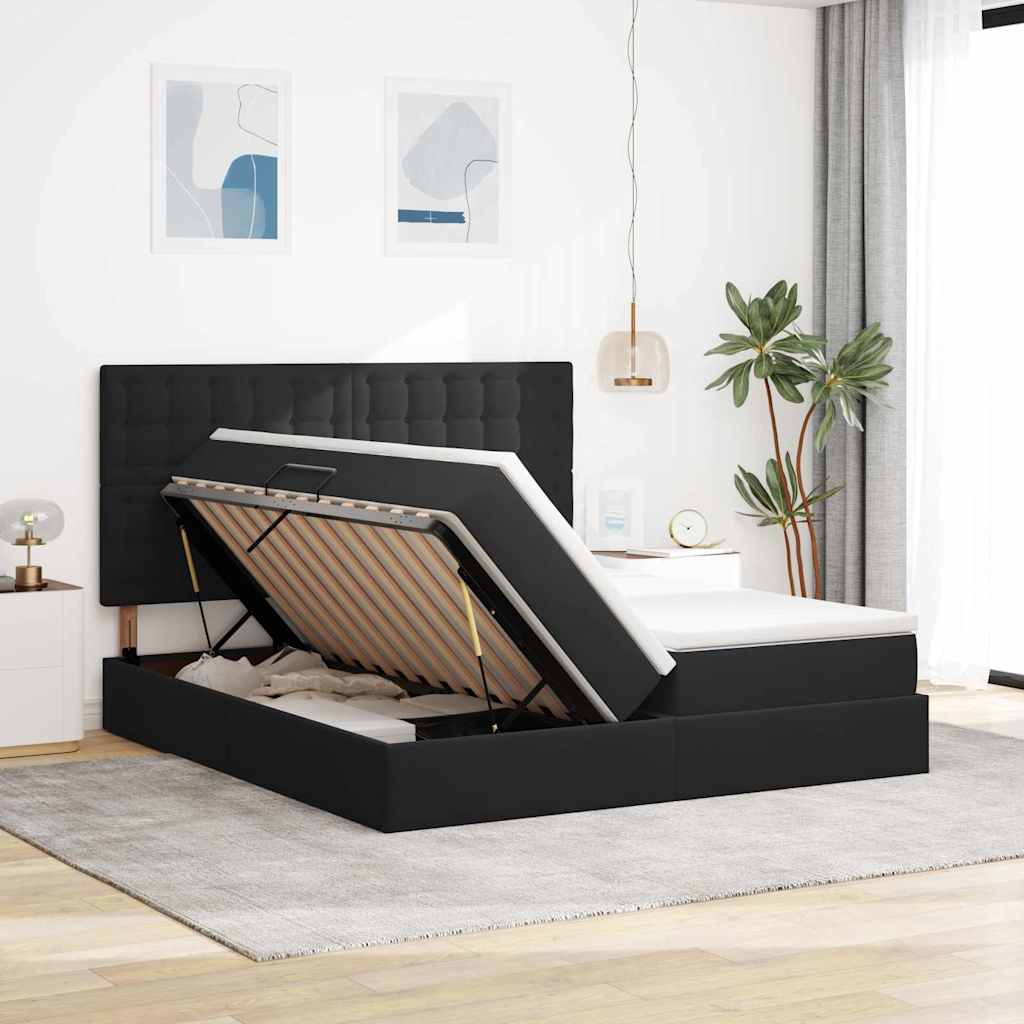 Krevet s od storage s madracem Crna 200 x 200 cm Baršun