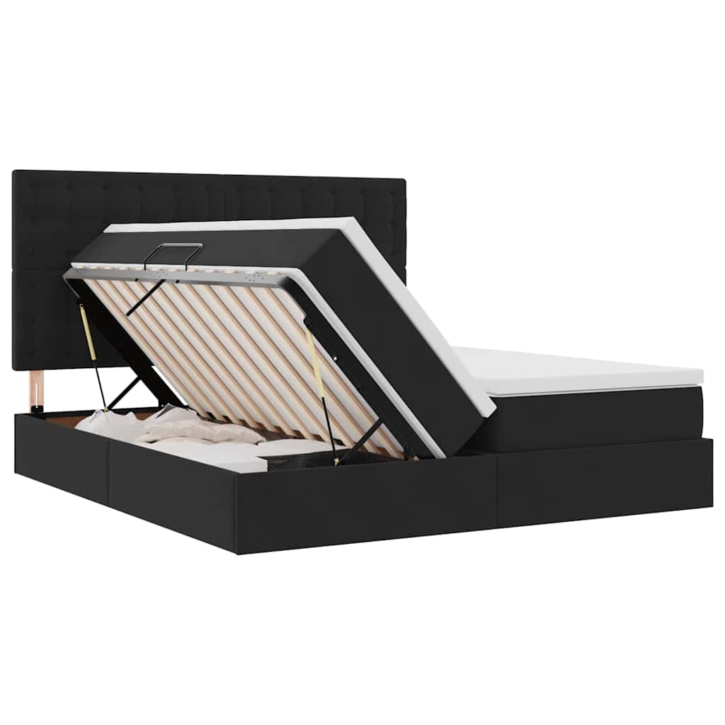 Krevet s od storage s madracem Crna 200 x 200 cm Baršun
