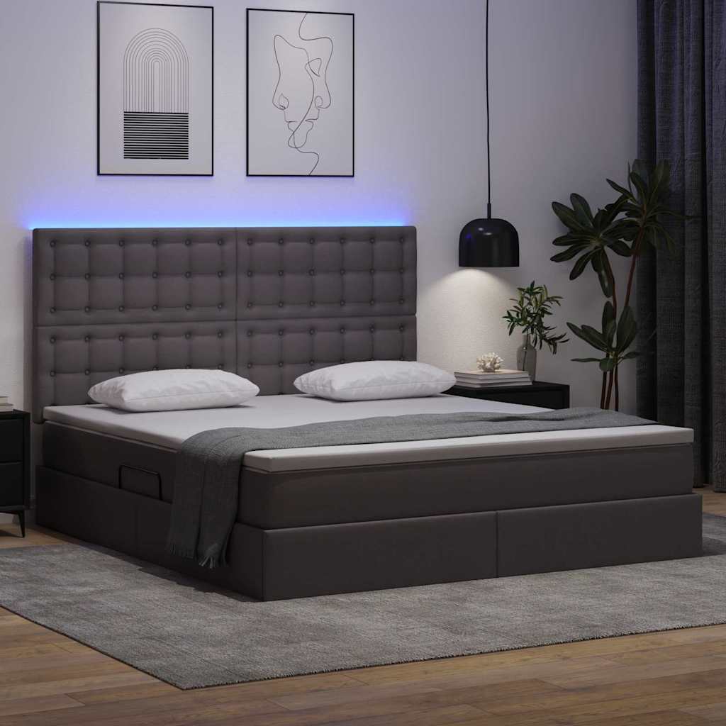 Krevet s prostorom za pohranu s LED-om Siva 180 x 200 cm