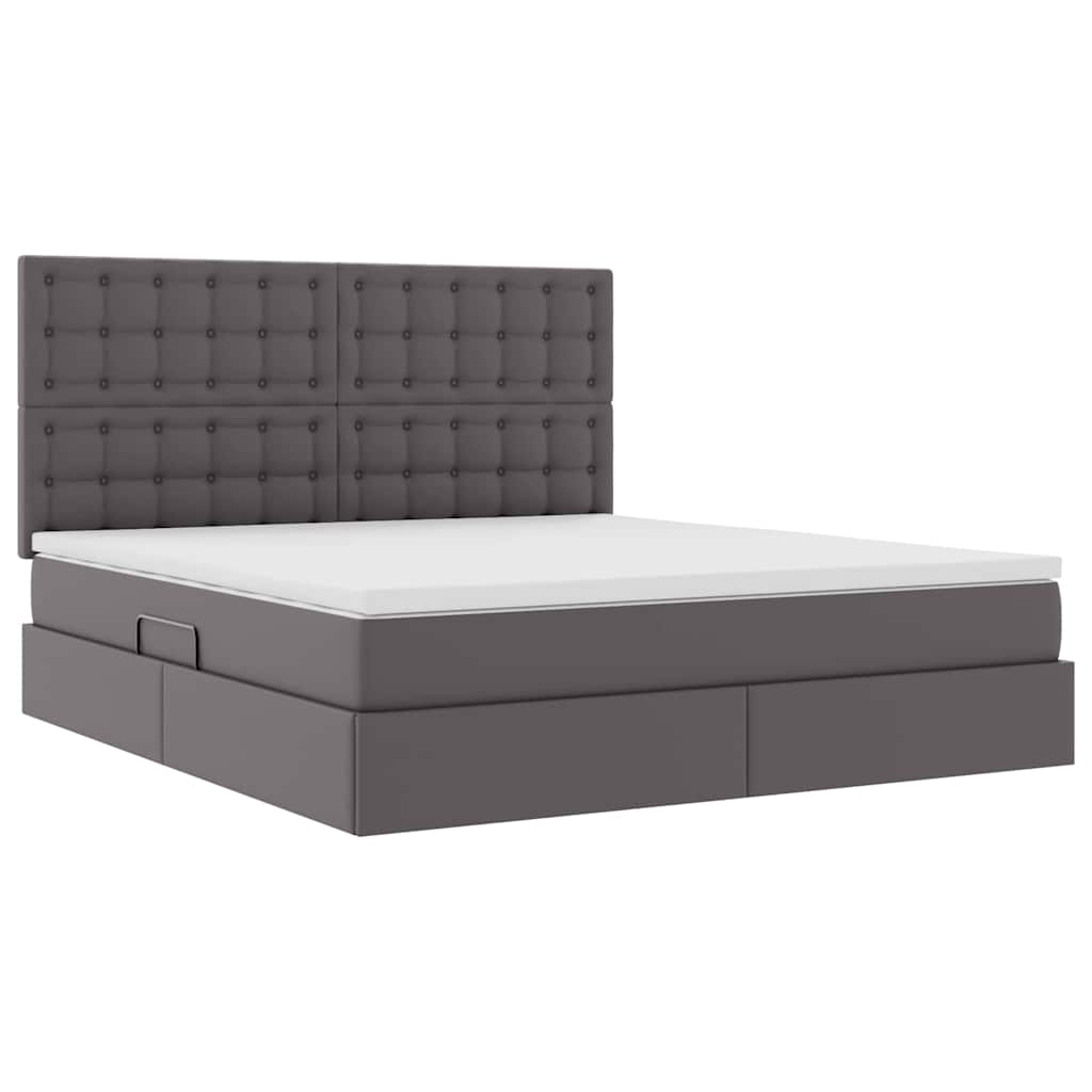 Krevet s prostorom za pohranu s LED-om Siva 180 x 200 cm