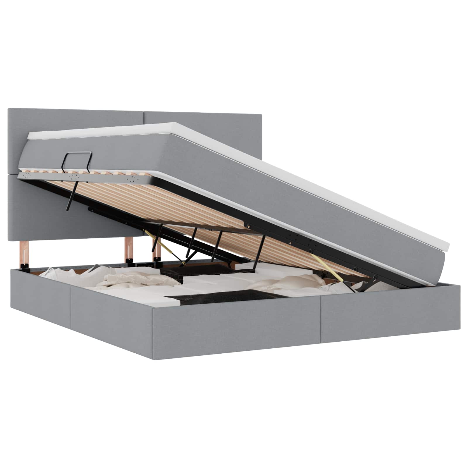 LED krevet za pohranu s madracem Svjetlosiva 160 x 200 cm