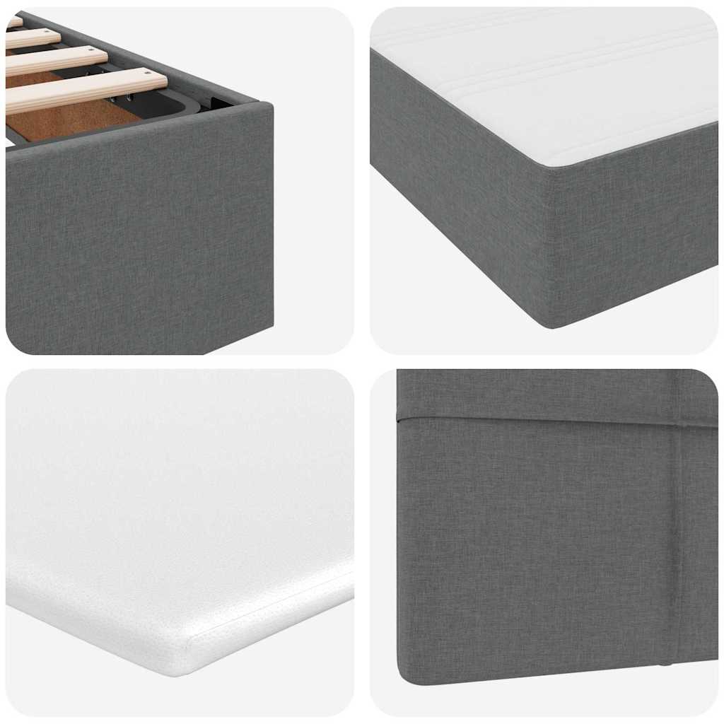 LED krevet za pohranu s madracem Tamnosiva 100 x 200 cm Tkanina