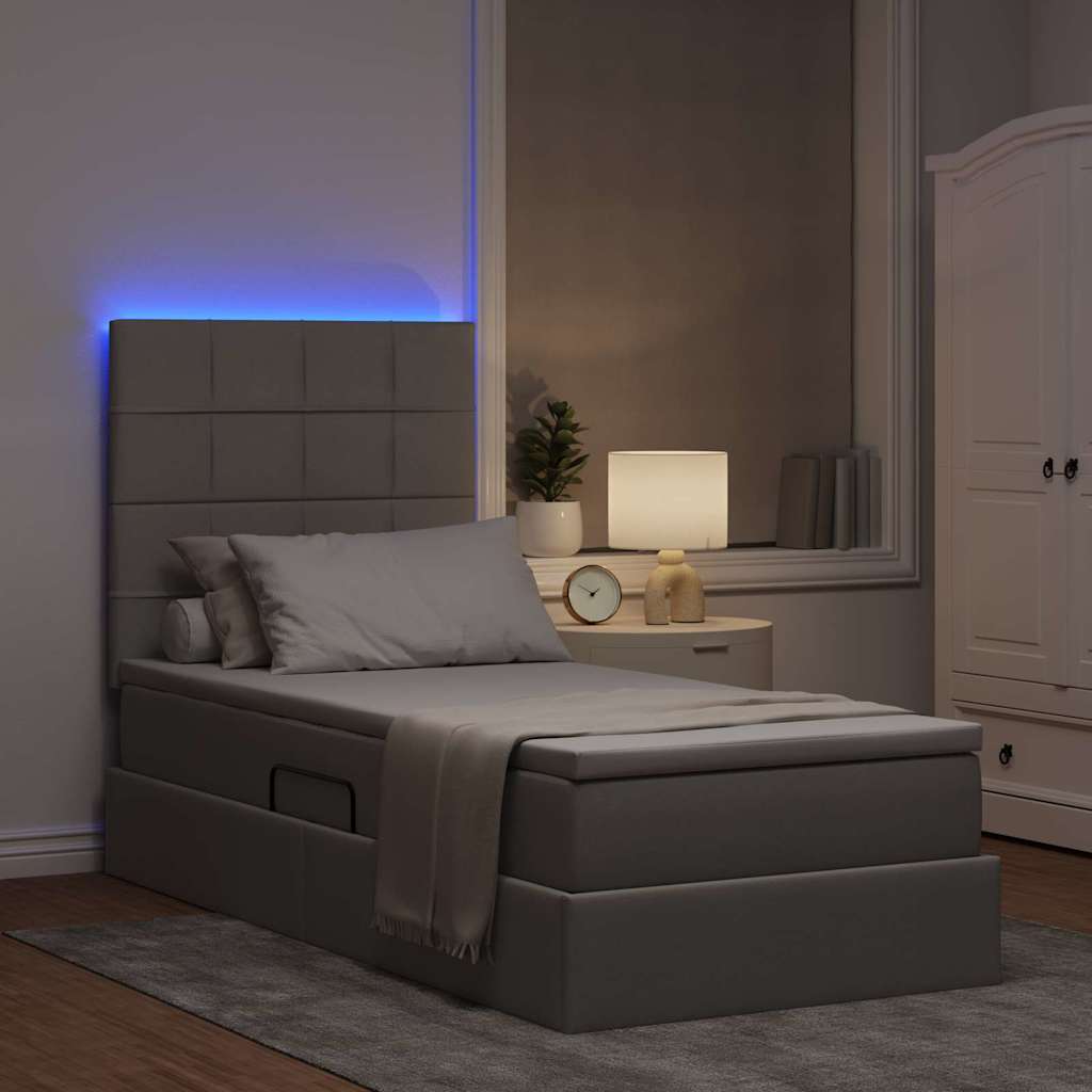 LED krevet za pohranu s madracem Sivosmeđa 100 x 200 cm Tkanina