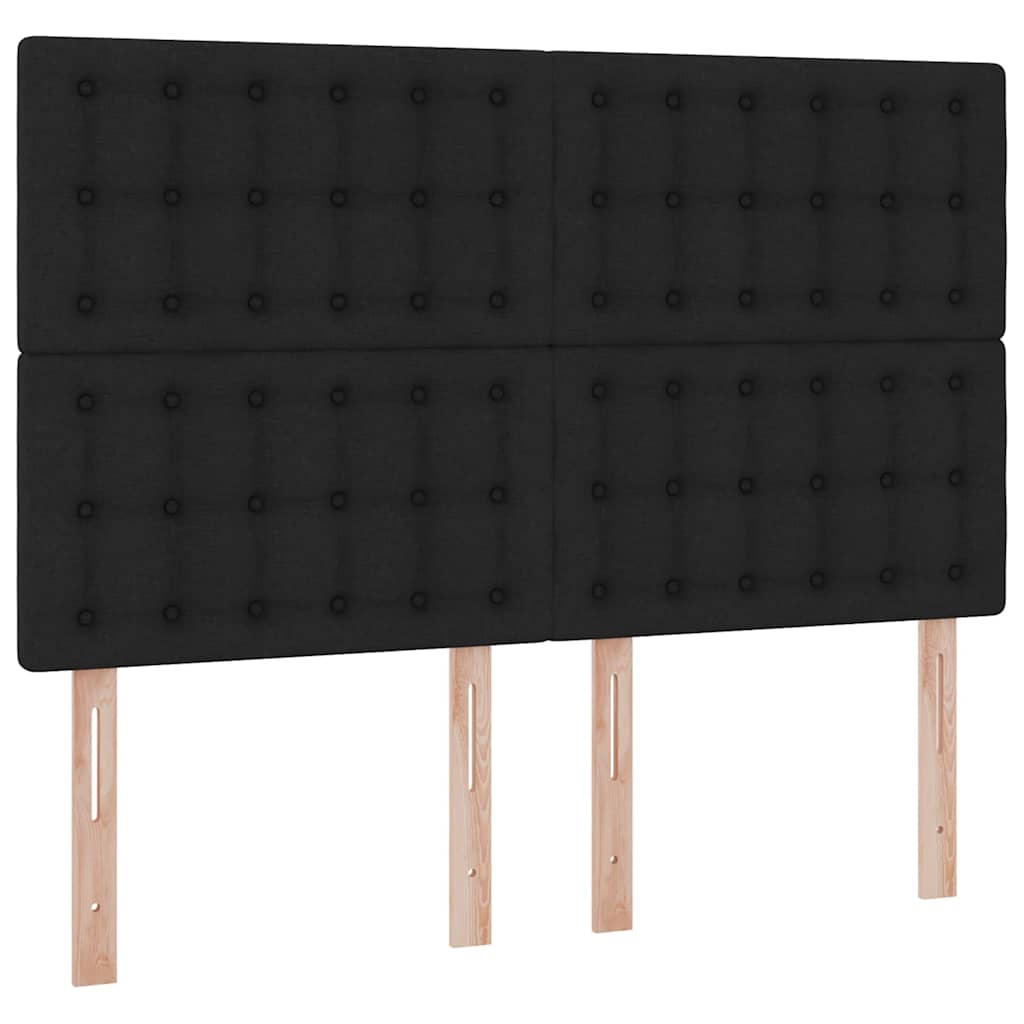 LED krevet za pohranu s madracem Crna 140 x 190 cm Tkanina