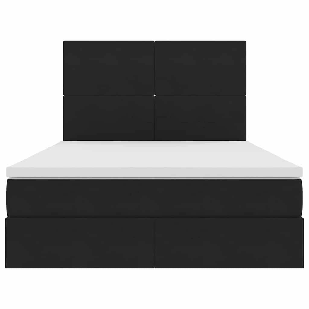 LED krevet za pohranu s madracem Crna 140 x 200 cm Baršun