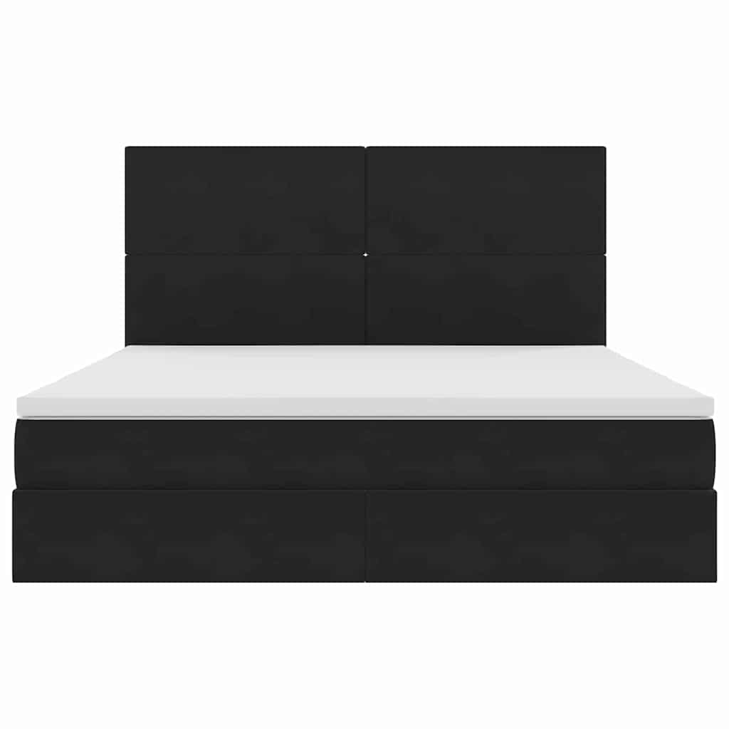 LED krevet za pohranu s madracem Crna 160 x 200 cm Baršun