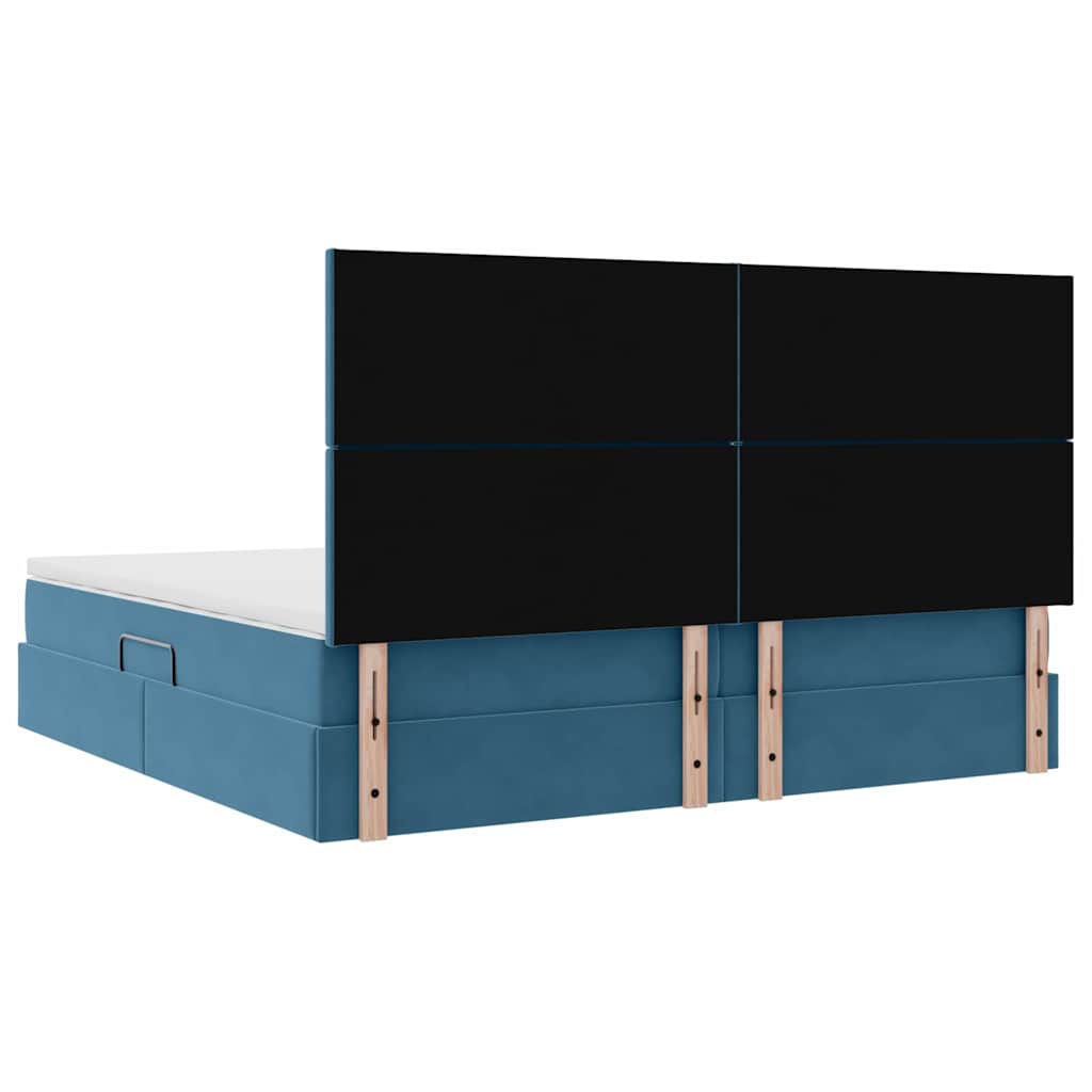 LED krevet za pohranu s madracem Tamno plava 200 x 200 cm