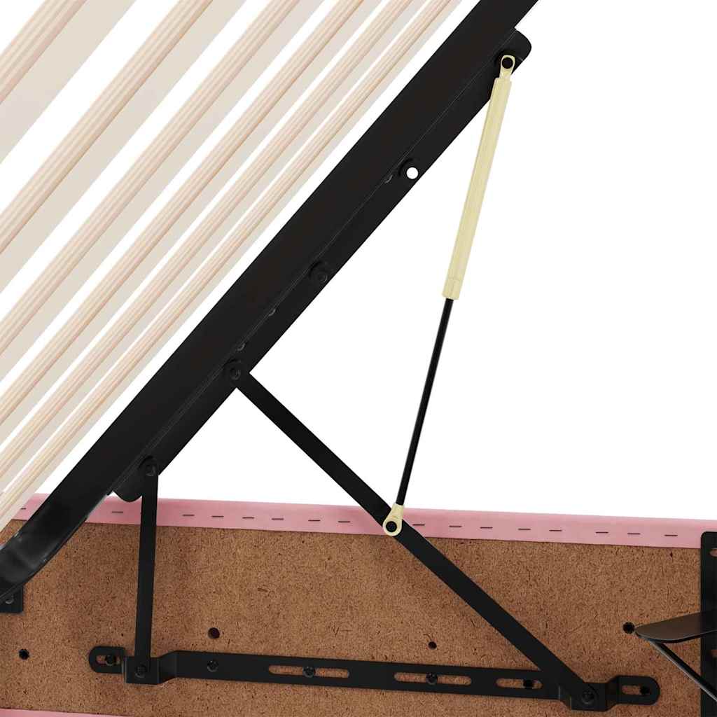 LED krevet za pohranu s madracem Ružičasta 100 x 200 cm Baršun